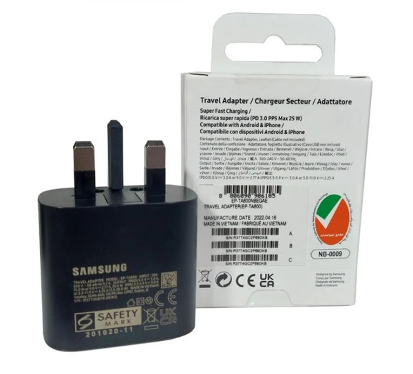 شارژر سامسونگ مدل EP-TA800 25W سه پین اصل