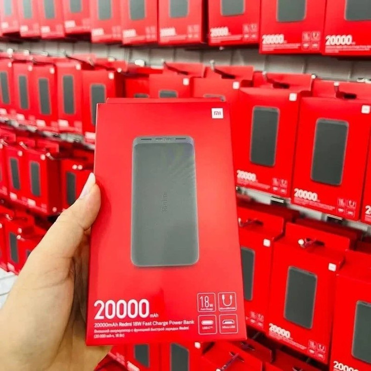 پاوربانک شیائومی اورجینال Redme PB200LZM ظرفیت ۲۰هزار +کابل هدیه دو سر تایپ سی+6 ماه گارانتی شرکتی