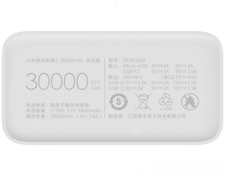 پاوربانک شیائومی مدل PB3018ZM ظرفیت 30000 اصل