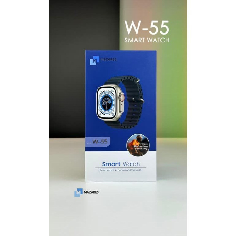 ساعت هوشمند مازارس مدل W55 سایز ۴۹ میلیمتر با بند سیلیکونی