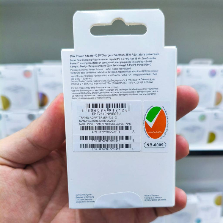 شارژر سامسونگ مدل EP-TA800 توان 25 وات سه پین اصل