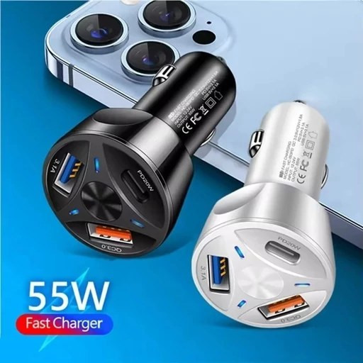 ارسال شارژر فندکی ۳ پورت ۵۵ وات مدل MLE-003