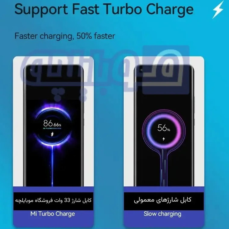 کابل شارژ ۳۳ وات شیائومی سوپرفست