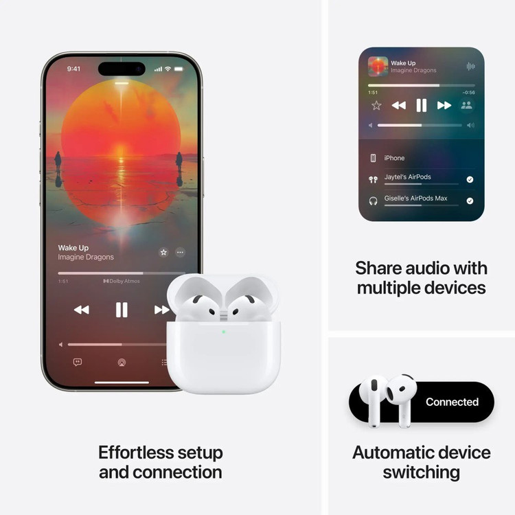 هدفون بی سیم اپل مدل Airpods 4 با ANC و نمایش پاپآپ